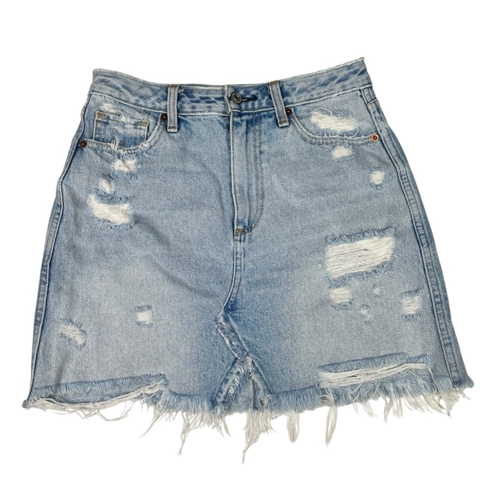 Abercrombie & Fitch Zoe Natural Rise Vintage A-Line Denim Jean Skirt Light Wash